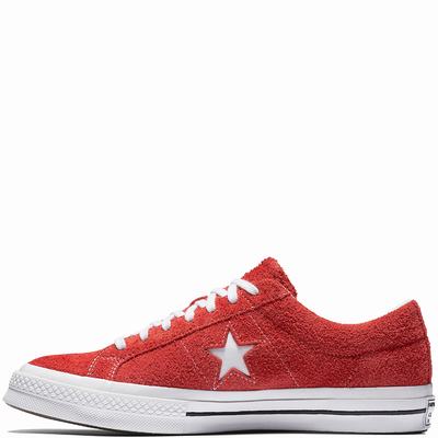 Converse One Star Premium Suede Low Tops Womens - Red/White/White Shoes (979YJVIK)